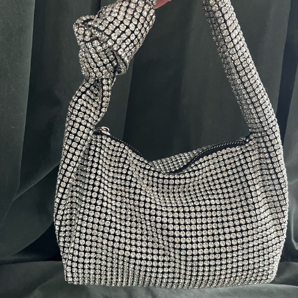 Elegant Silver Rhinestone Women's Bag